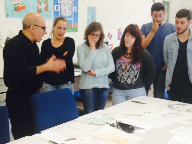 Taller del dibujante Pedro Espinosa para la Optativa Ilustración Editorial