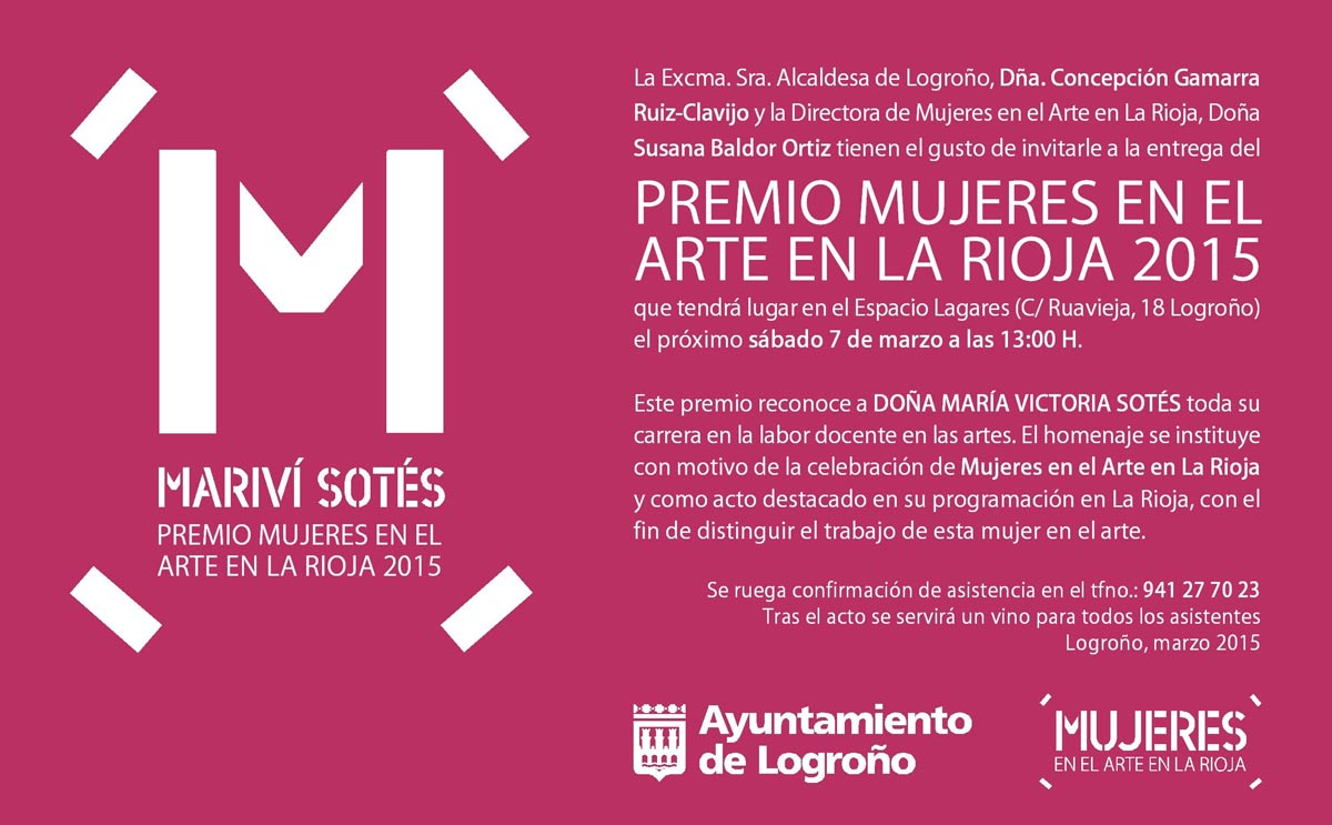 Mariví Sotés, Premio Mujeres en el Arte en La Rioja 2015