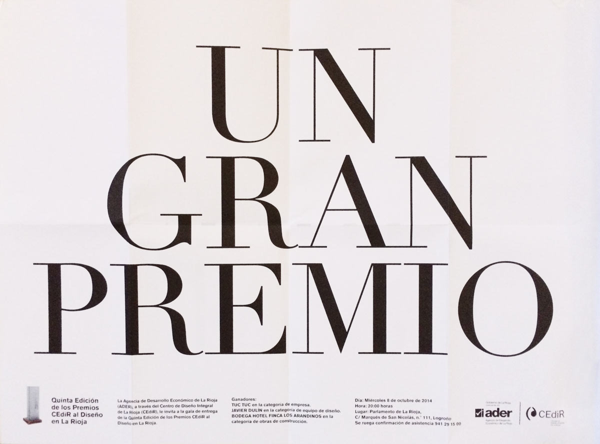 Javier Dulín premiado en la 5ª edición de los Premios Cedir al Diseño en La Rioja