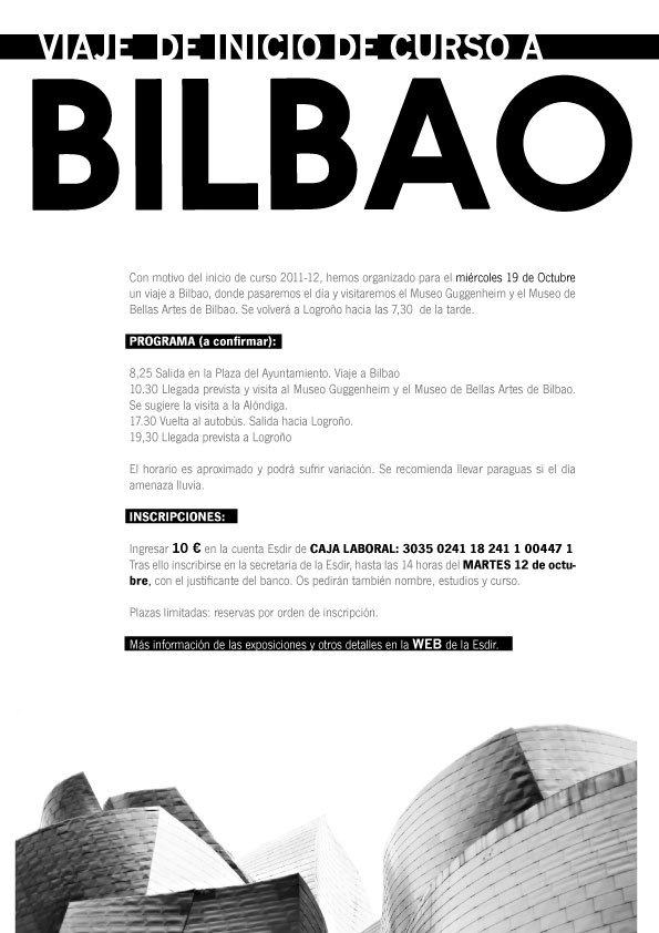 VIAJE DE INICIO DE CURSO A BILBAO