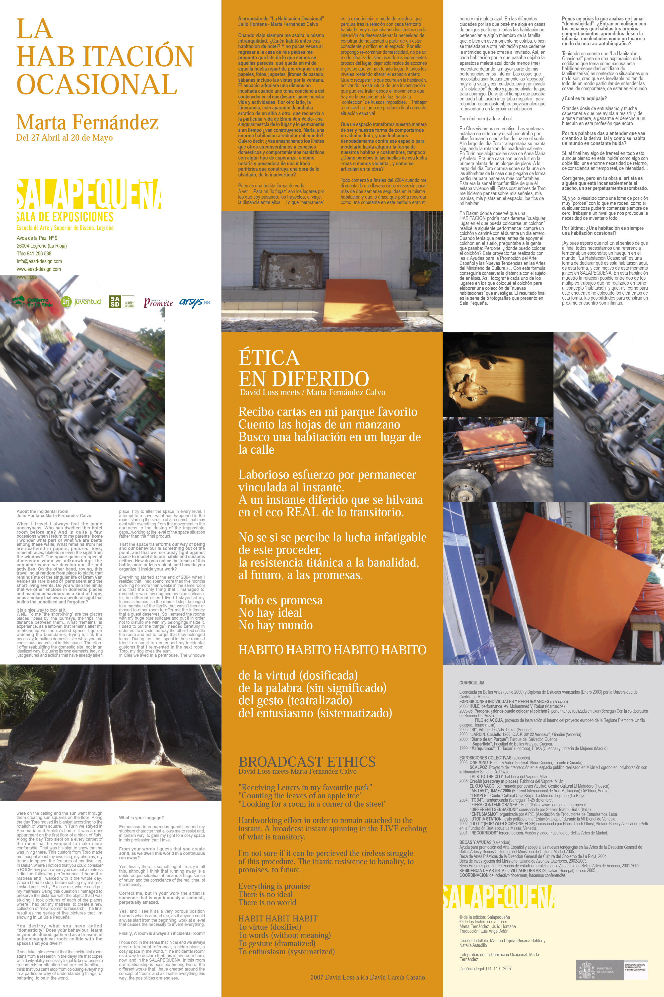 La Habitación Ocasional. Marta Fernández. Ciclo SALAPEQUEÑA.