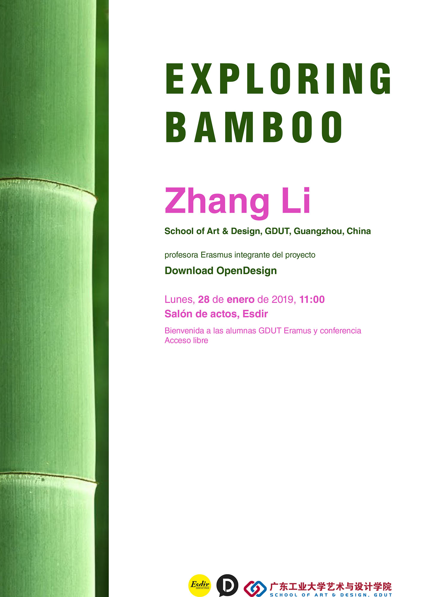 Conferencia Exploring Bamboo. Lunes a las 11h. en el Salón de Actos